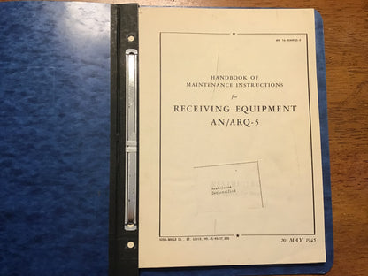 WWII AN/ARQ-5 Receiving Equipment Manual Lot 1945 Operating & Maintenance Restricted Radio