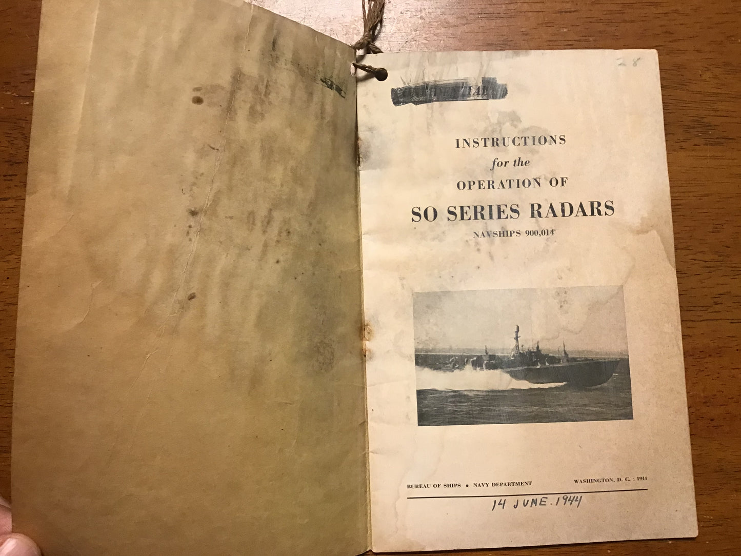 WWII U.S. Navy NAVSHIPS 900,014 “Instructions for the Operation of SO Series Radars” Manual – June 1944