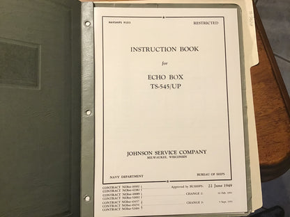 Cold War U.S. Navy NAVSHIPS 91213 TS-545/UP Echo Box Radar Test Equipment Instruction Manual (Restricted)