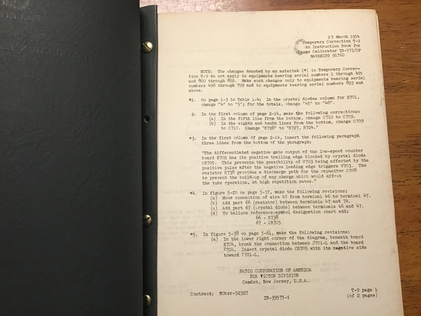 Cold War U.S. Navy NAVSHIPS 91760 TS-573/UP Range Calibrator Instruction Manual (Restricted Security Information) – RCA