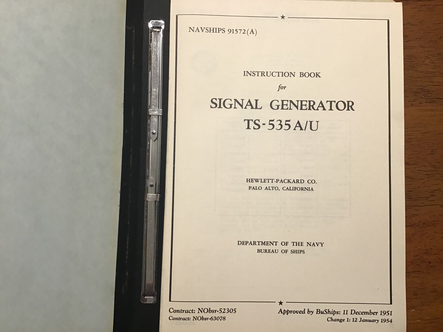 Cold War U.S. Navy NAVSHIPS 91572(A) TS-535A/U Signal Generator Instruction Manual – Hewlett-Packard (1951/1954)