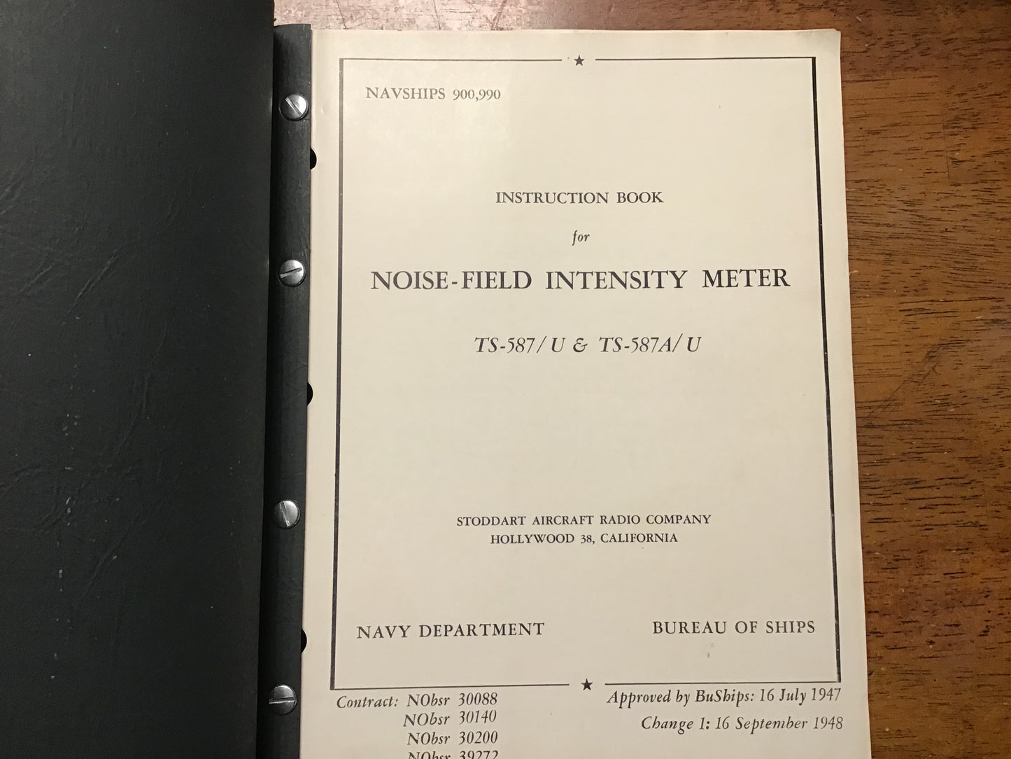 Cold War U.S. Navy NAVSHIPS 900,990 TS-587/U & TS-587A/U Noise-Field Intensity Meter Instruction Manual – Stoddart Aircraft Radio (1947/1948)