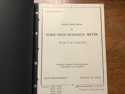 Cold War U.S. Navy NAVSHIPS 900,990 TS-587/U & TS-587A/U Noise-Field Intensity Meter Instruction Manual – Stoddart Aircraft Radio (1947/1948)