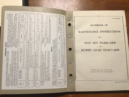 WWII U.S. Army-Navy AN 16-35TS306-3 Test Set TS-306/ARW & Dummy Load TS-307/ARW Maintenance Handbook (1947)