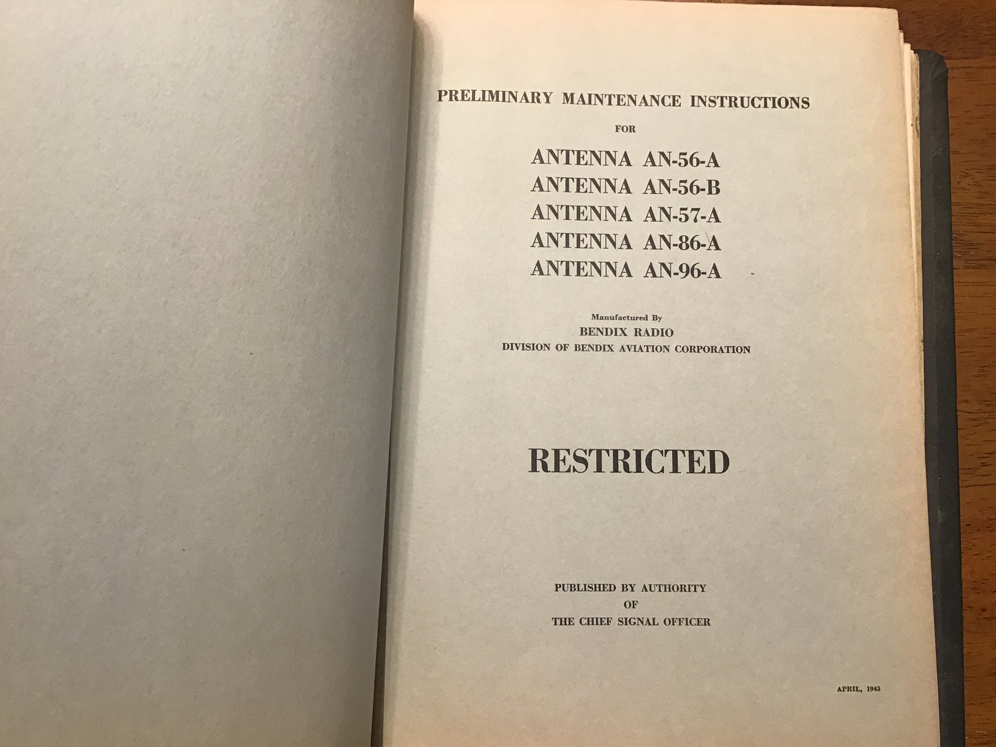 WWII Bendix Radio SCR-574-A / SCR-644-A Restricted Maintenance Manual Binder – BC-639-A, BC-638-A, BC-686-A & More (1943)