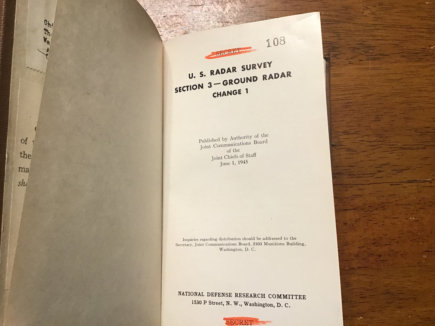 WWII U.S. Radar Survey Section 3 – Ground Radar (Change 1) Secret Manual – June 1, 1945