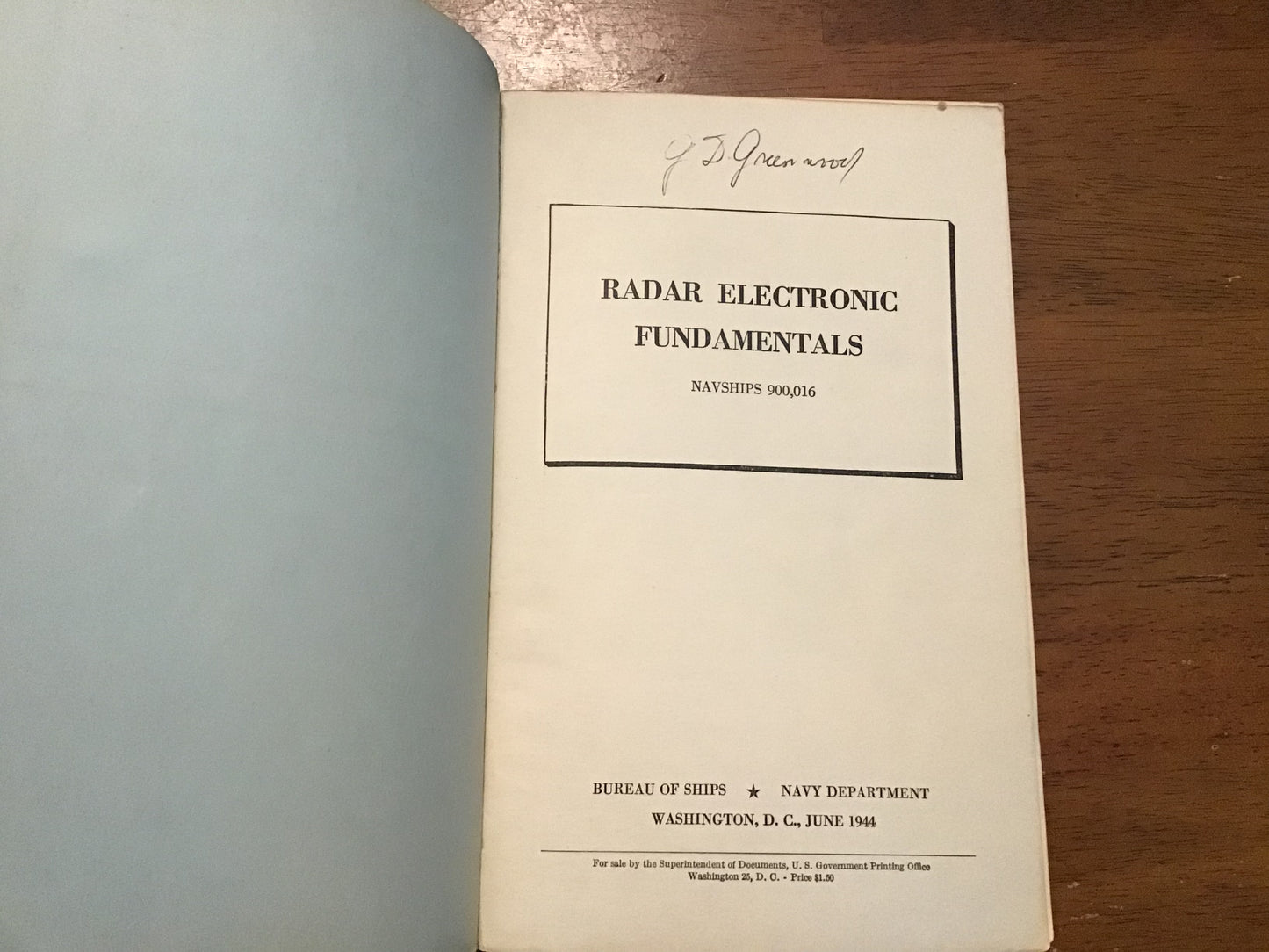 WWII U.S. Navy Radar Electronic Fundamentals Manual NAVSHIPS 900,016 – June 1944 Original