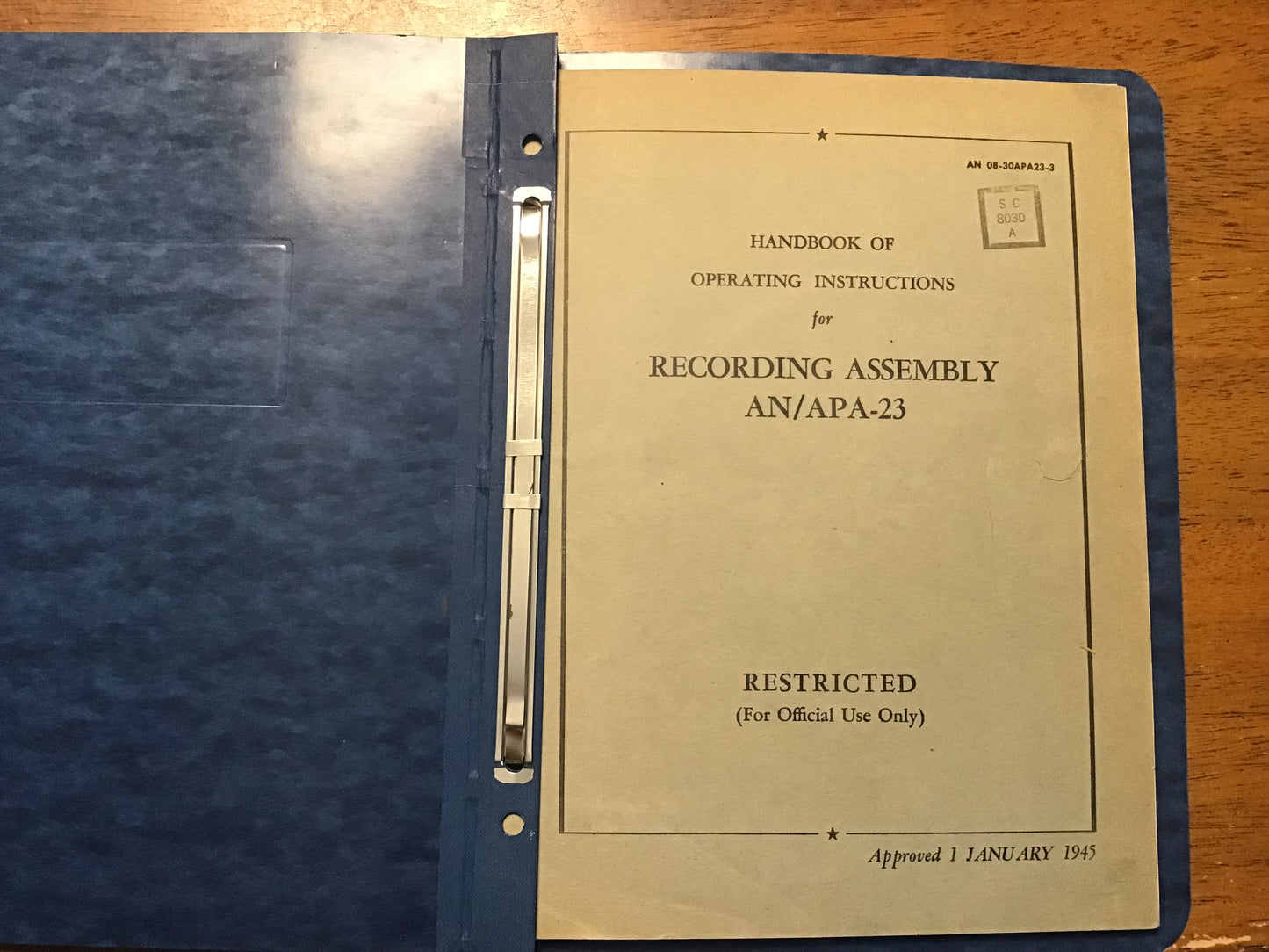 WWII U.S. Army-Navy AN/APA-23 Recording Assembly Operating Manual – AN 08-30APA23-3 (1945)