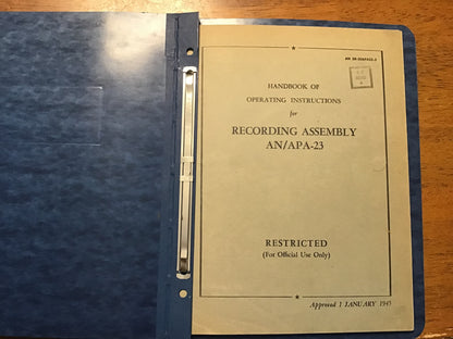 WWII U.S. Army-Navy AN/APA-23 Recording Assembly Operating Manual – AN 08-30APA23-3 (1945)