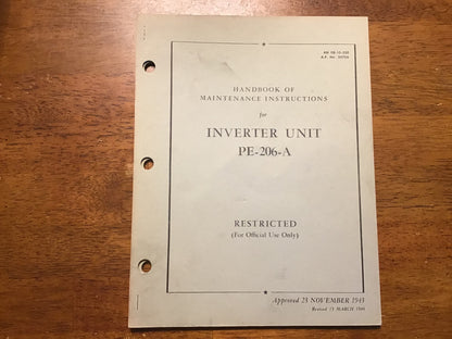 WWII USAAF Handbook of Maintenance Instructions for Inverter Unit PE-206-A – AN 08-10-230 – 1943/1944