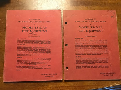 WWII U.S. Army Air Forces TS-12/AP Test Equipment Maintenance Handbook – Confidential – March 1944