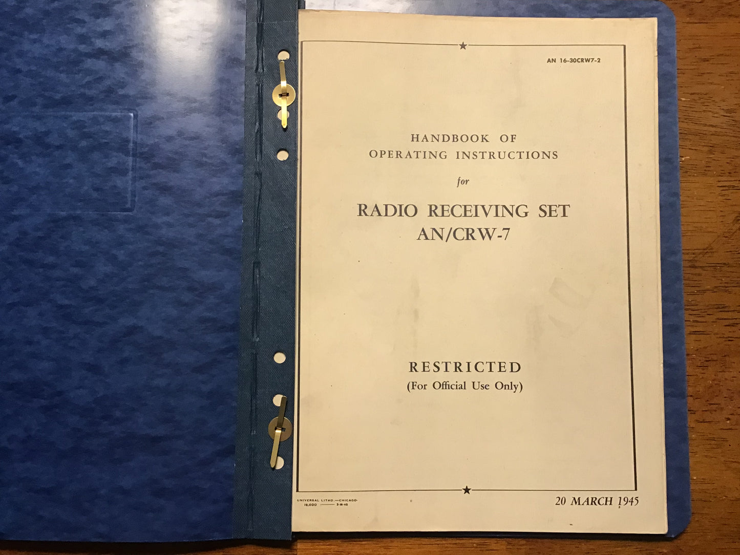 WWII USAAF AN/CRW-7 Radio Receiving Set Operating Manual – Restricted – March 1945