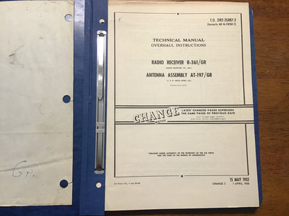 USAF AN/GRR-7 Radio Receiving Set Technical Manual Binder – R-361/GR – 1952–1970