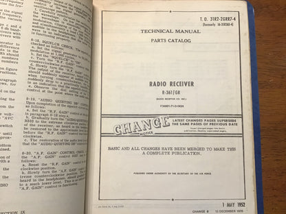 USAF AN/GRR-7 Radio Receiving Set Technical Manual Binder – R-361/GR – 1952–1970