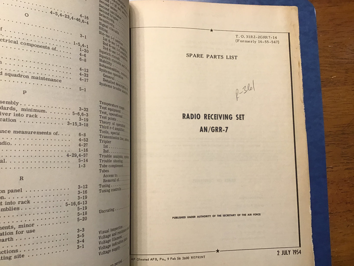 USAF AN/GRR-7 Radio Receiving Set Technical Manual Binder – R-361/GR – 1952–1970