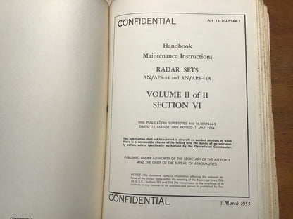 WWII/Korean War AN 16-30APS44-3 AN/APS-44 Radar Manual Vol II Confidential