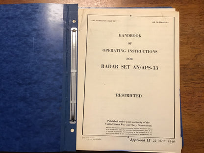WWII USAAF AN/APS-33 Radar Set Operating Instructions Manual AN 16-30APS33-2 1946