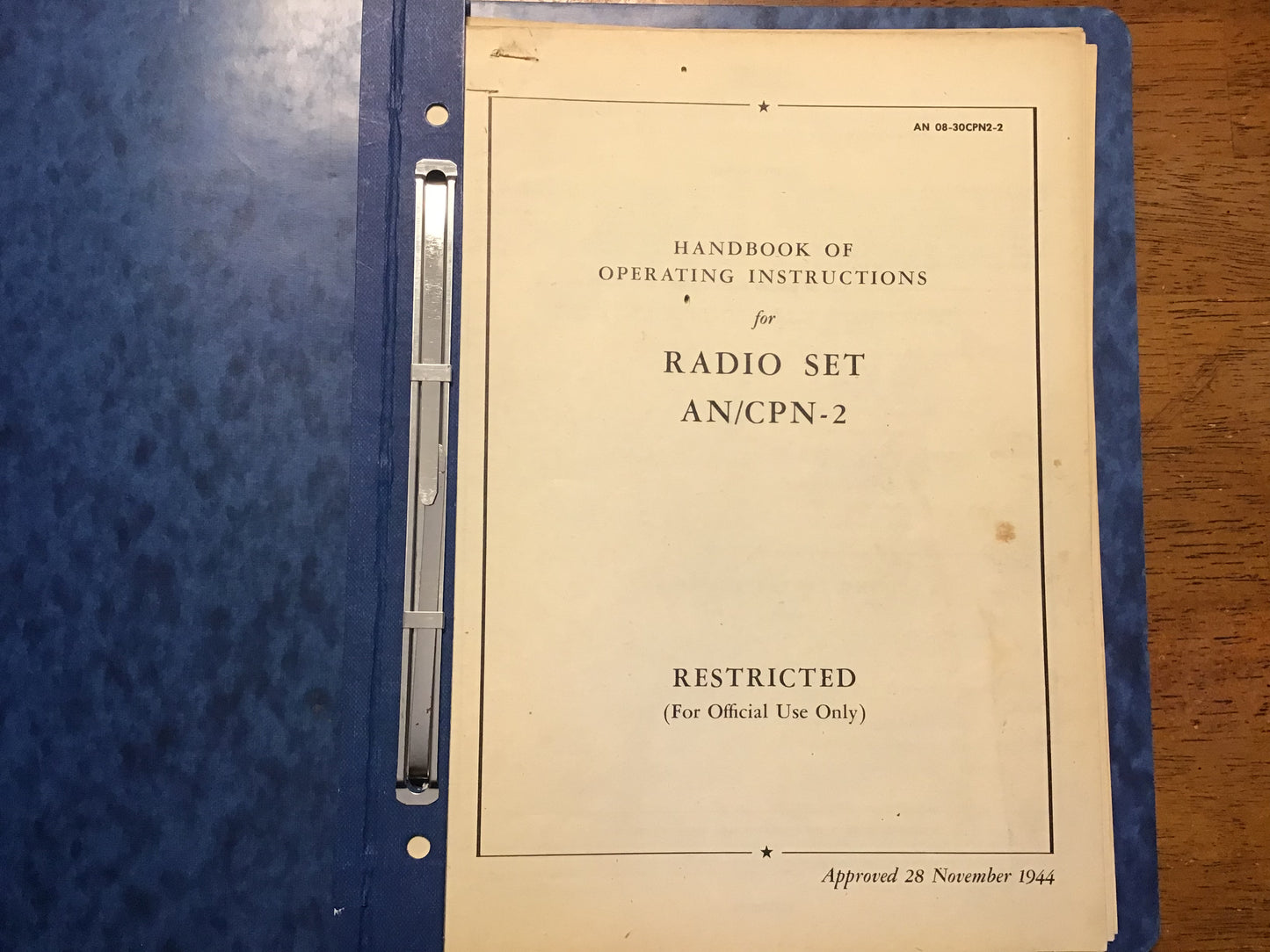 WWII AN/CPN-2 Radio Set Operating Instructions Manual AN 08-30CPN2-2 1944