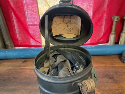 Signed Can and WW2 German Gas Mask