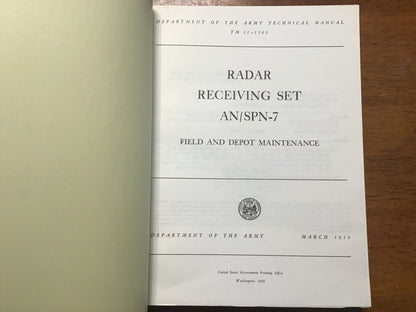 TM 11-1502 Radar Receiving Set AN/SPN-7 Field & Depot Maintenance Manual March 1950
