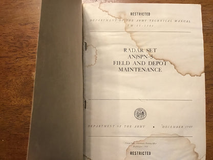 TM 11-1501 Radar Set AN/SPN-5 Field & Depot Maintenance Manual Dec. 1949 Restricted