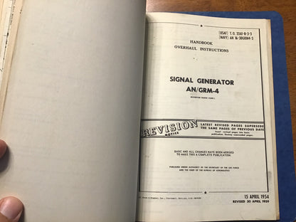 1954-59 USAF Navy AN/GRM-4 Boonton Signal Generator Technical Manual Set 3 Manuals