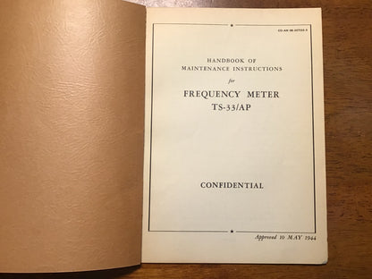 WWII 1944 TS-33/AP X-Band Radar Frequency Meter Maintenance Manual CONFIDENTIAL