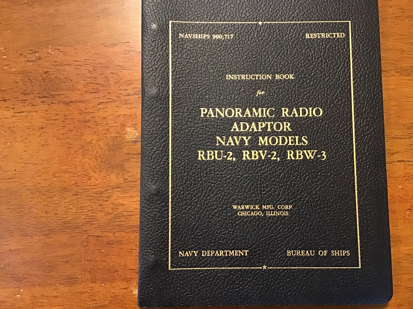 WWII 1945 US Navy Panoramic Radio Adaptor RBU-2 RBV-2 RBW-3 Manual Restricted