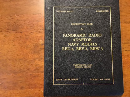 WWII 1945 US Navy Panoramic Radio Adaptor RBU-2 RBV-2 RBW-3 Manual Restricted