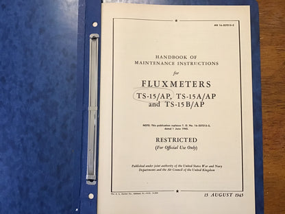 WWII 1945 TS-15/AP Fluxmeter Manual AN 16-35TS15-3 Restricted V-J Day
