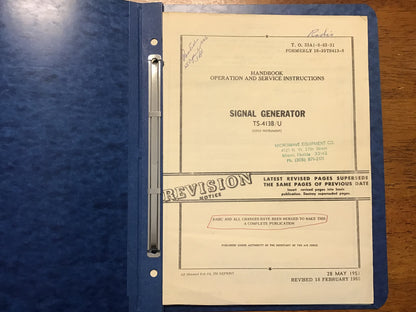 USAF Signal Generator TS-413B/U Manual T.O. 33A1-8-83-31 1951 1964