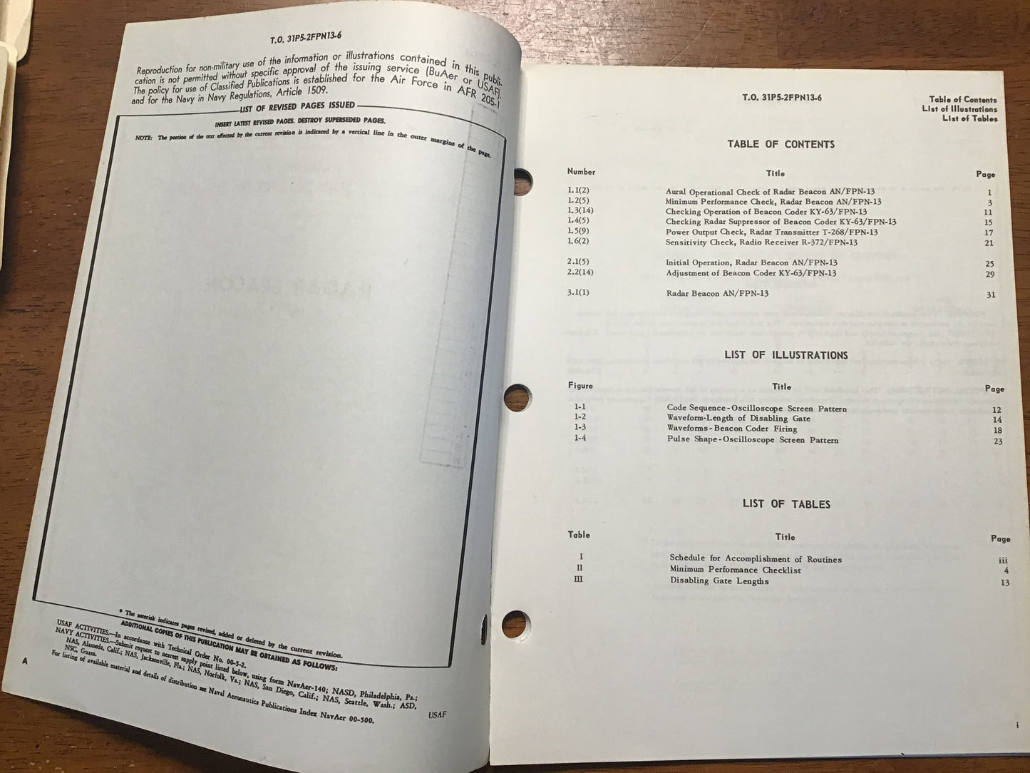 1958 USAF Radar Beacon AN/FPN-13 Manual T.O. 31P5-2FPN13-6 Cold War Radar
