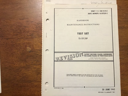 WWII TS-251/UP Test Set Manual Lot USAF Navy Radar Electronics 1945 1956 1961