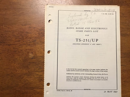 WWII TS-251/UP Test Set Manual Lot USAF Navy Radar Electronics 1945 1956 1961
