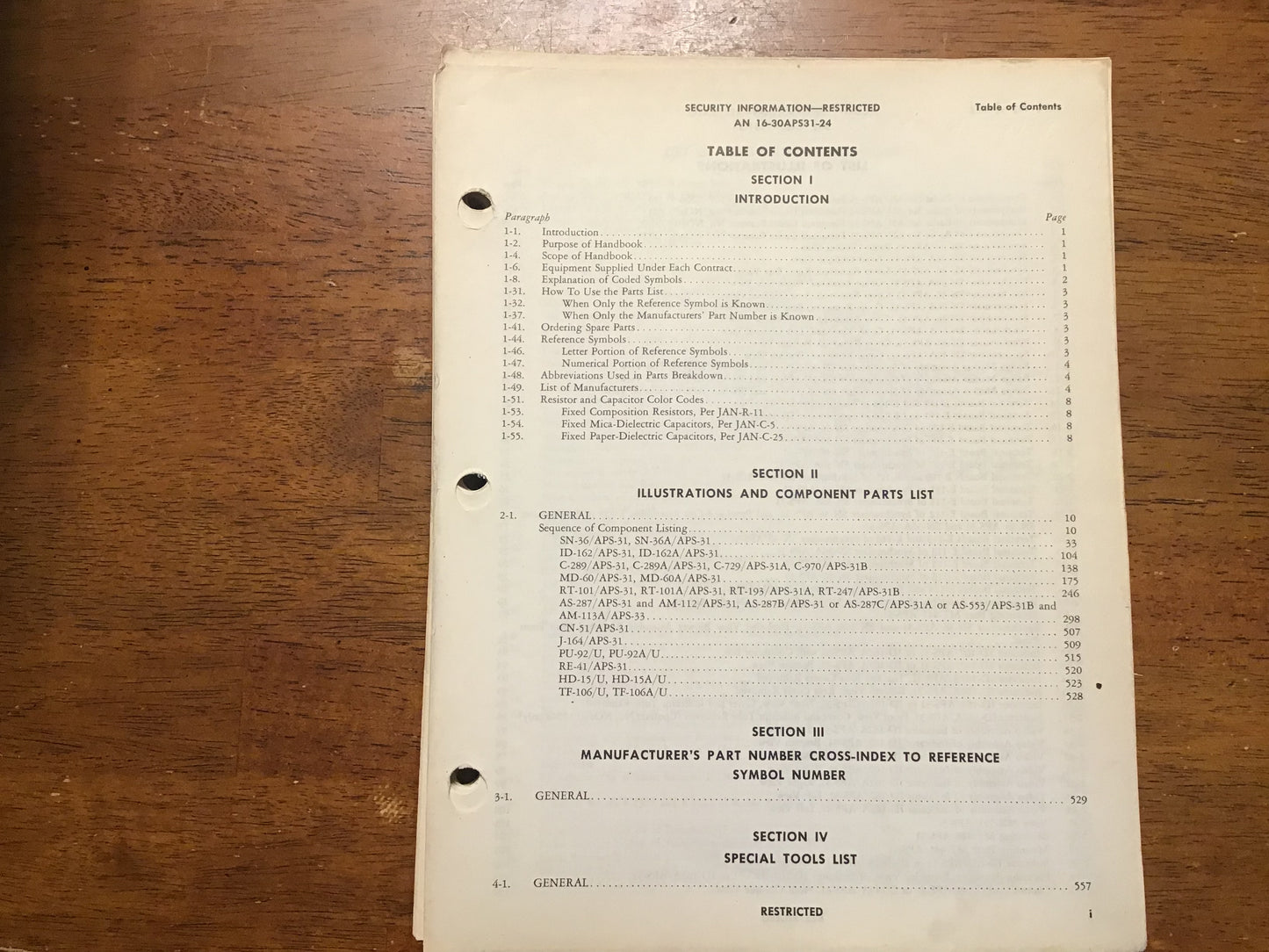1952 USAF AN/APS-31 AN/APS-31A AN/APS-31B Radar Illustrated Parts Manual Restricted