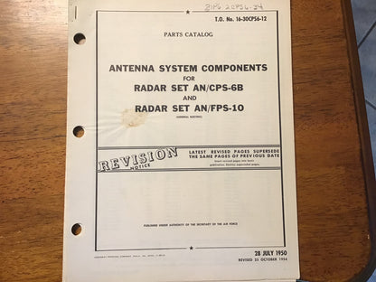 1950s USAF AN/CPS-6B AN/FPS-10 Radar Manuals 3pc Lot Operating & Parts Catalog