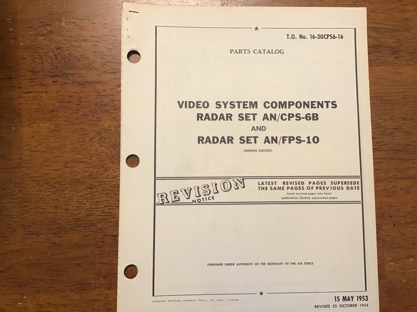 1950s USAF AN/CPS-6B AN/FPS-10 Radar Manuals 3pc Lot Operating & Parts Catalog