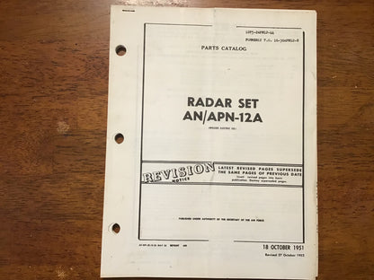 1951 USAF AN/APN-12A Radar Set Parts Catalog Wilcox Electric Korean War