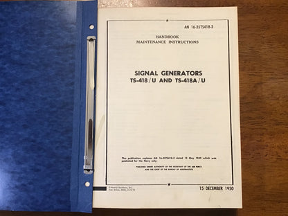 U.S. Air Force / Navy TS-418 Signal Generator Maintenance Manual AN/URM-49