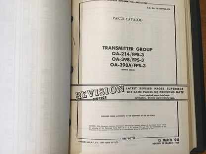 Vintage 1950s U.S. Air Force Radar Technical Manual Binder AN/FPS-3 FPS-6 FPS-8 MPS-11