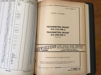 Vintage 1950s U.S. Air Force Radar Technical Manual Binder AN/FPS-3 FPS-6 FPS-8 MPS-11