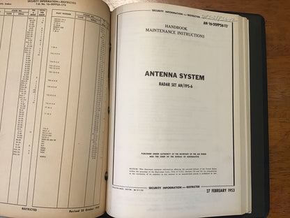 Vintage 1950s U.S. Air Force Radar Technical Manual Binder AN/FPS-3 FPS-6 FPS-8 MPS-11