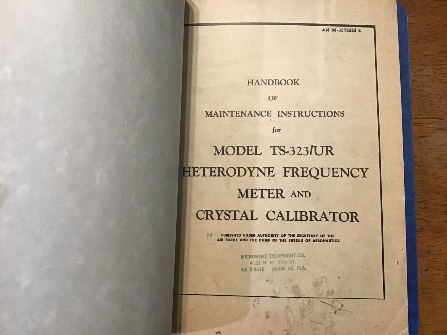 Vintage US Military TS-323/UR Heterodyne Frequency Meter Crystal Calibrator Manual