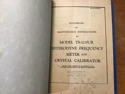 Vintage US Military TS-323/UR Heterodyne Frequency Meter Crystal Calibrator Manual