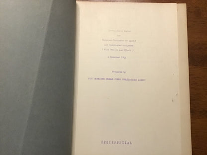 WWII 1943 U.S. Army Signal Corps Installation Manual BC-1239-A Receiver Indicator Confidential