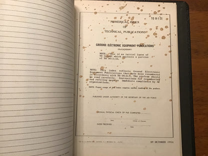 1954 USAF Technical Publications Index Binder TO 00-1-16 / TO 0-1-31 Equipment Lists