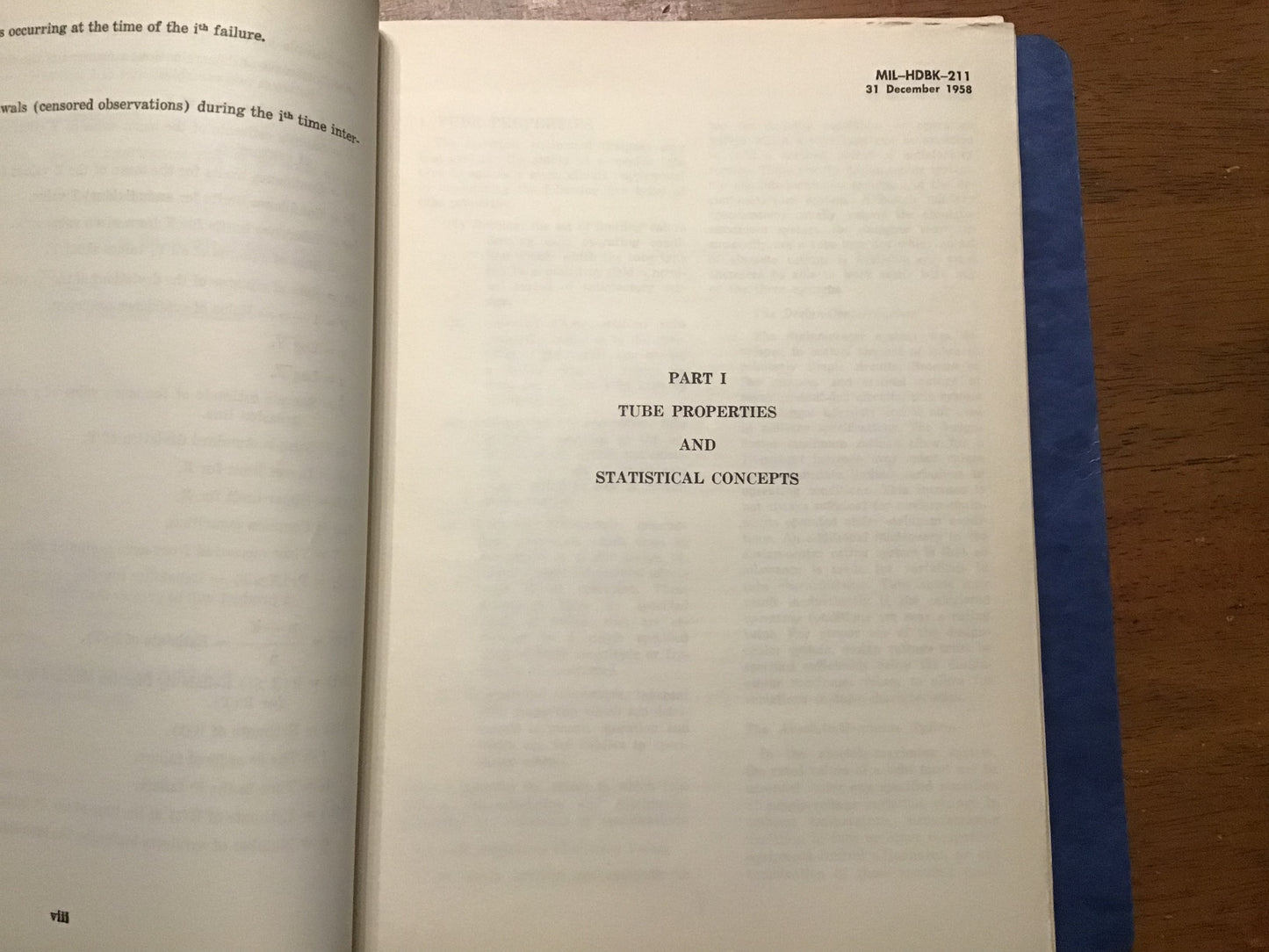 1958 MIL-HDBK-211 Military Handbook Electron Tube Reliability Statistical Analysis