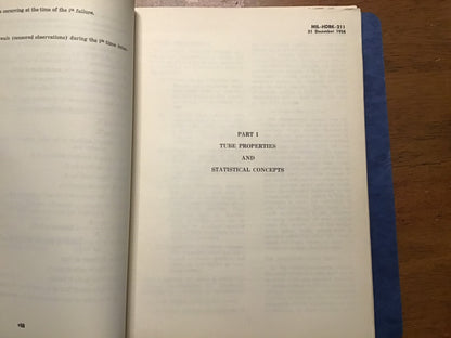 1958 MIL-HDBK-211 Military Handbook Electron Tube Reliability Statistical Analysis