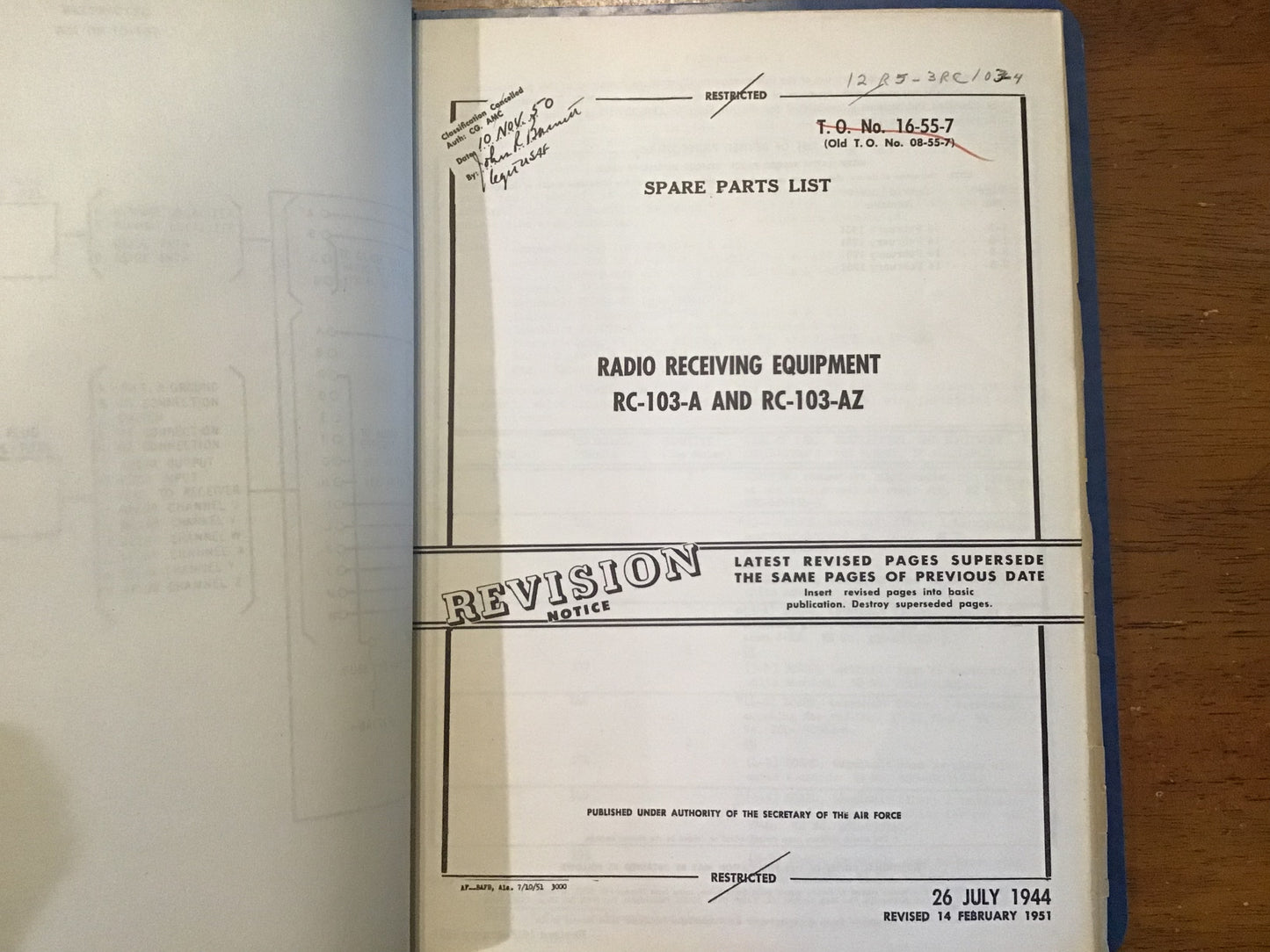 WWII USAAF RC-103-A RC-103-AZ Radio Receiver Technical Manuals 1942-51 Binder