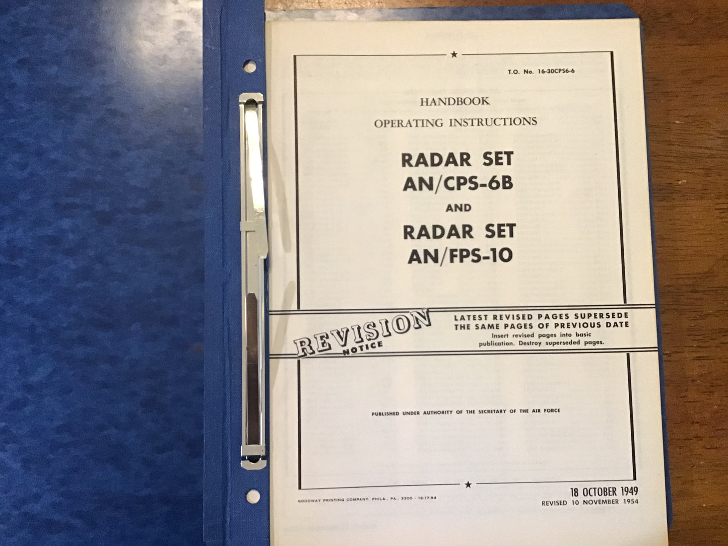 Vintage USAF AN/CPS-6B AN/FPS-10 Radar Technical Manuals Parts Catalog 1950s